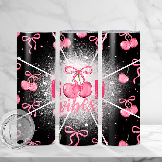 Good Vibes 20oz Skinny Tumbler Sublimation Print