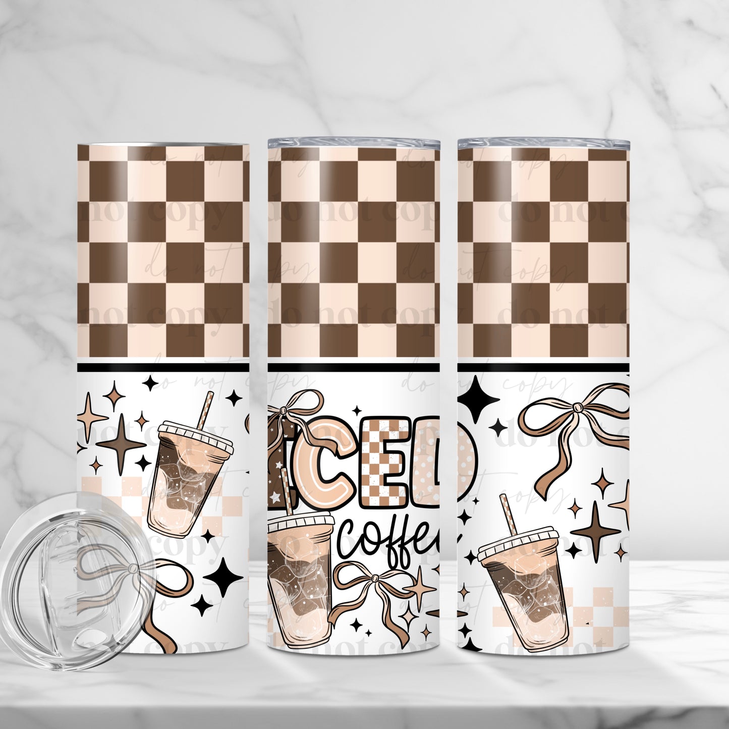 Iced Coffee 20oz Skinny Tumbler Sublimation Print