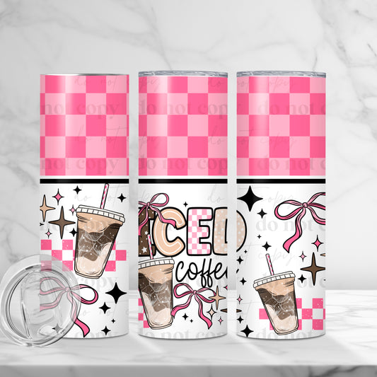 Iced Coffee 20oz Skinny Tumbler Sublimation Print