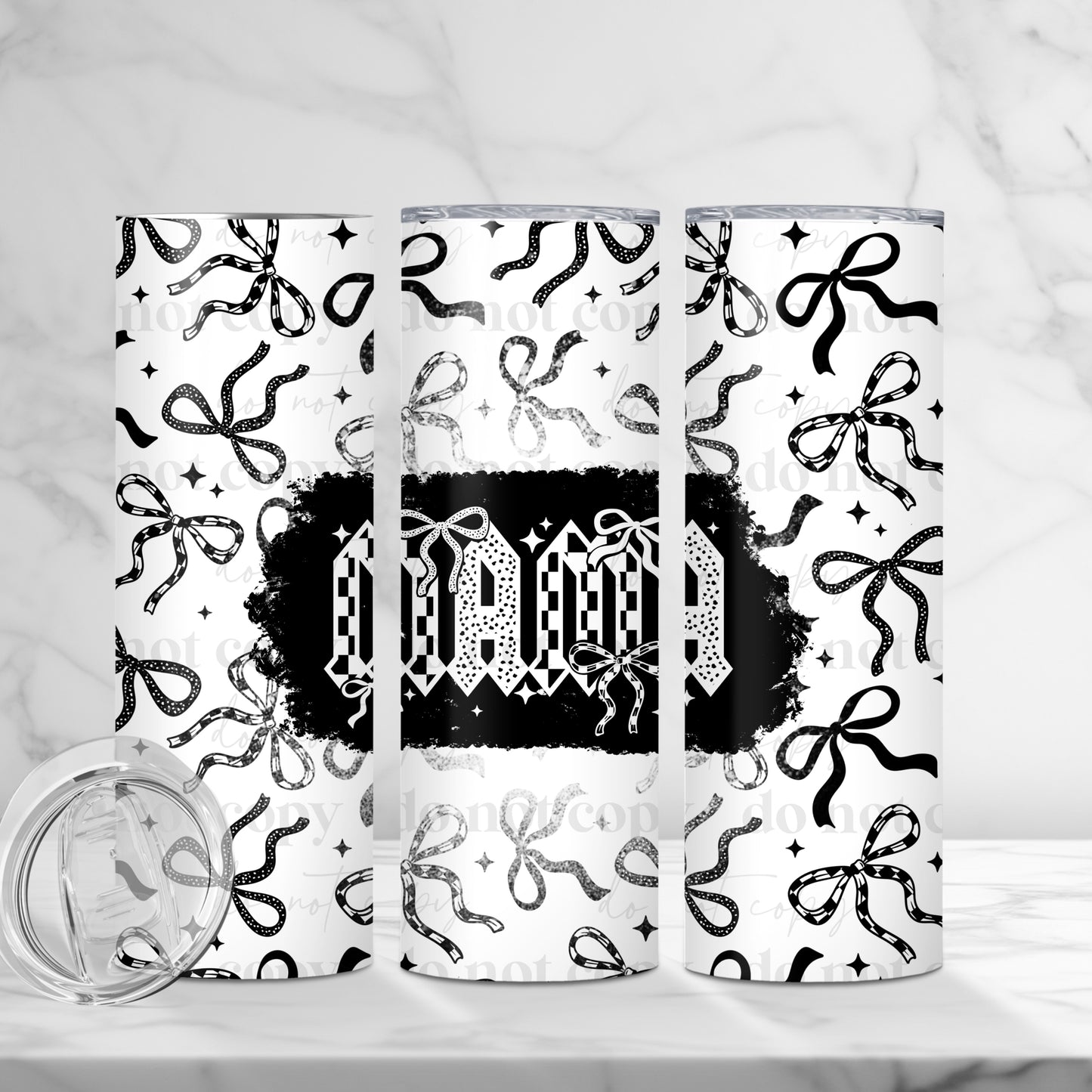 Mama Checkered Bows 20oz Skinny Tumbler Sublimation Print