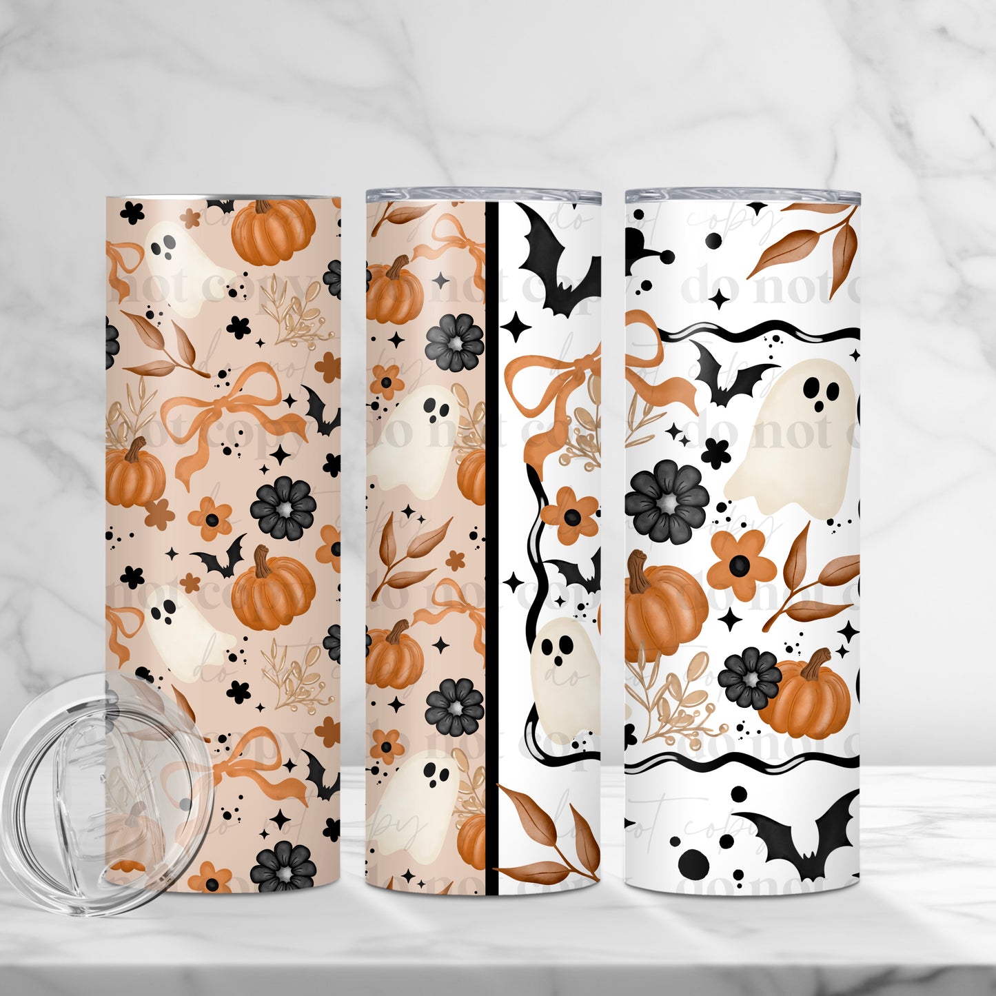 Fall Ghost Pumpkins Frames 20oz Skinny Tumbler Sublimation Print