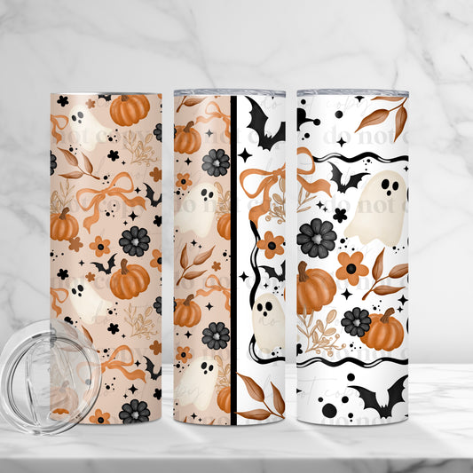 Fall Ghost Pumpkins Frames 20oz Skinny Tumbler Sublimation Print