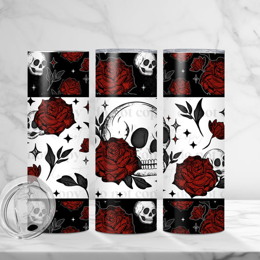 Skull & Roses 20oz Skinny Tumbler Sublimation Print