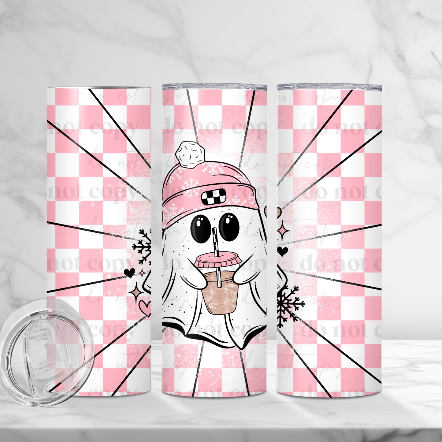 Pink Winter Ghostie 20oz Skinny Tumbler Sublimation Print