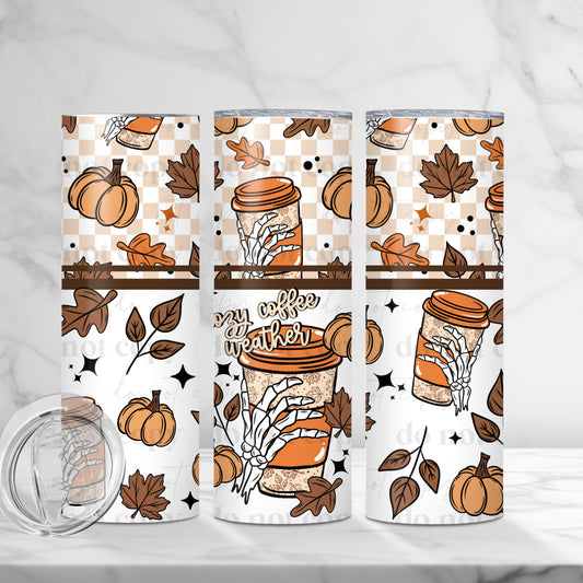 Cozy Coffee Weather 20oz Skinny Tumbler Sublimation Print