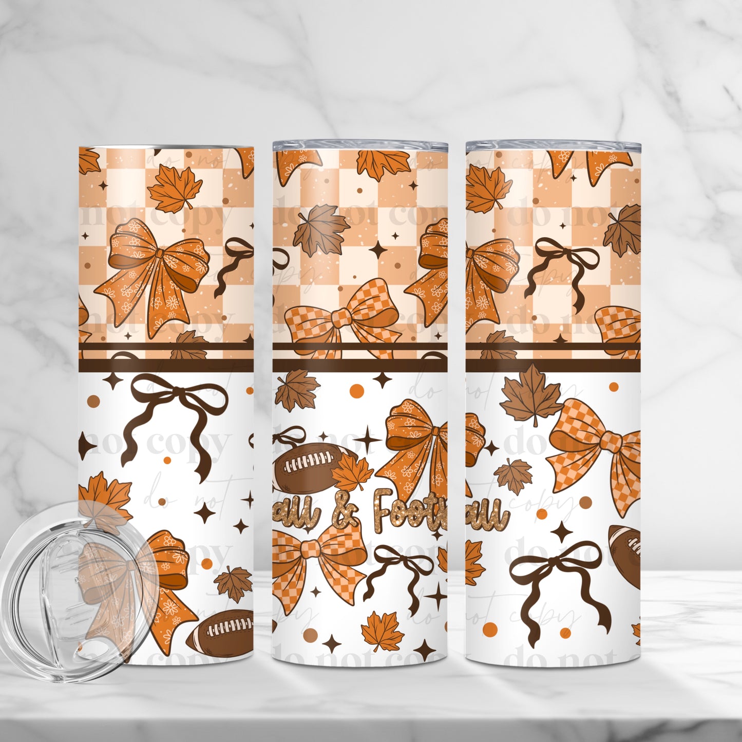 Fall & Football 20oz Skinny Tumbler Sublimation Print