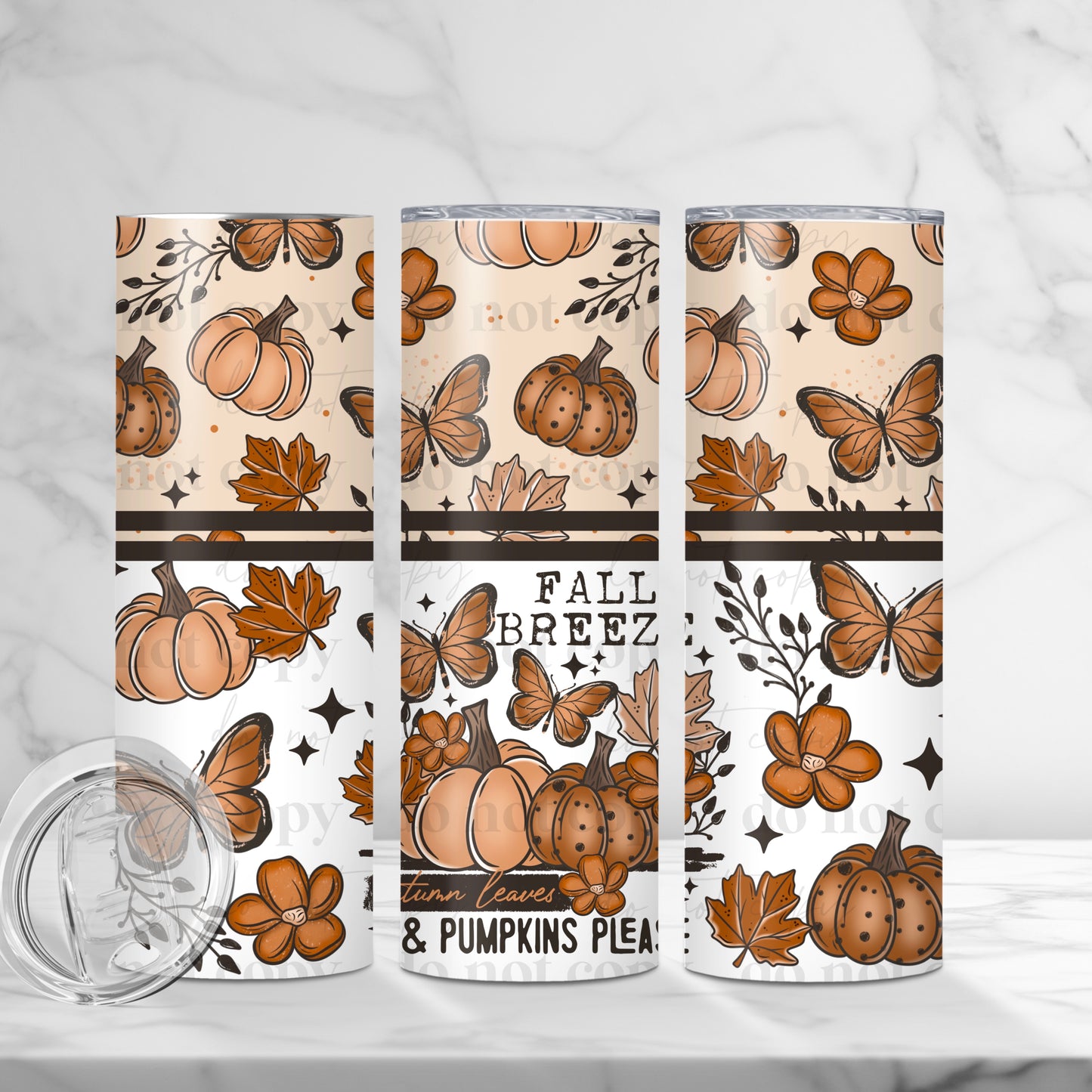 Fall Breeze & Pumpkins Please 20oz Skinny Tumbler Sublimation Print