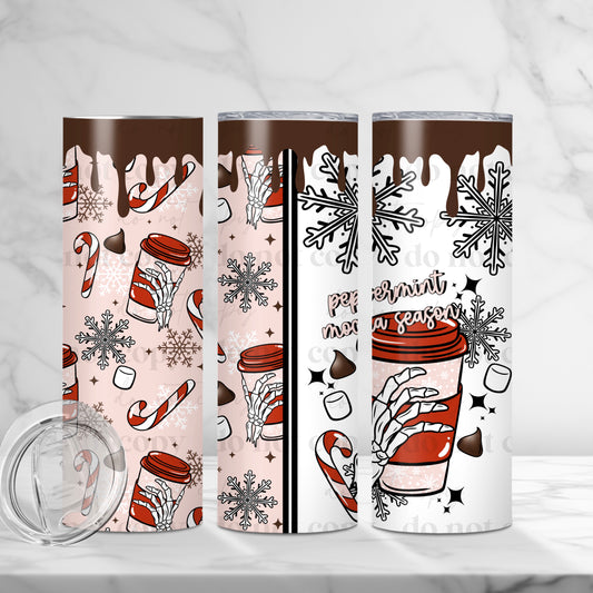 Peppermint Mocha Season 20oz Skinny Tumbler Sublimation Print