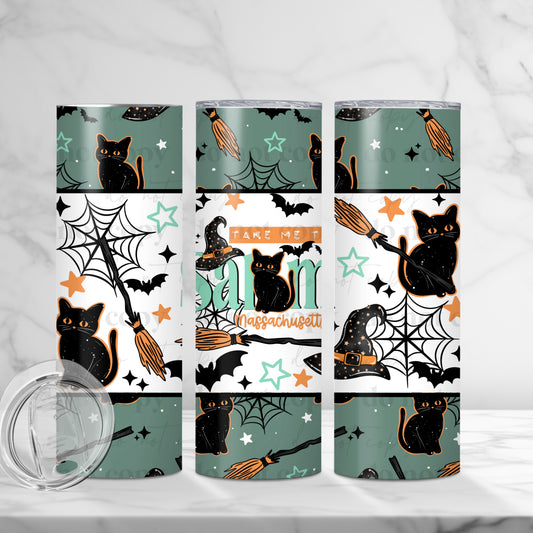 Take Me To Salem Black Cats 20oz Skinny Tumbler Sublimation Print Halloween