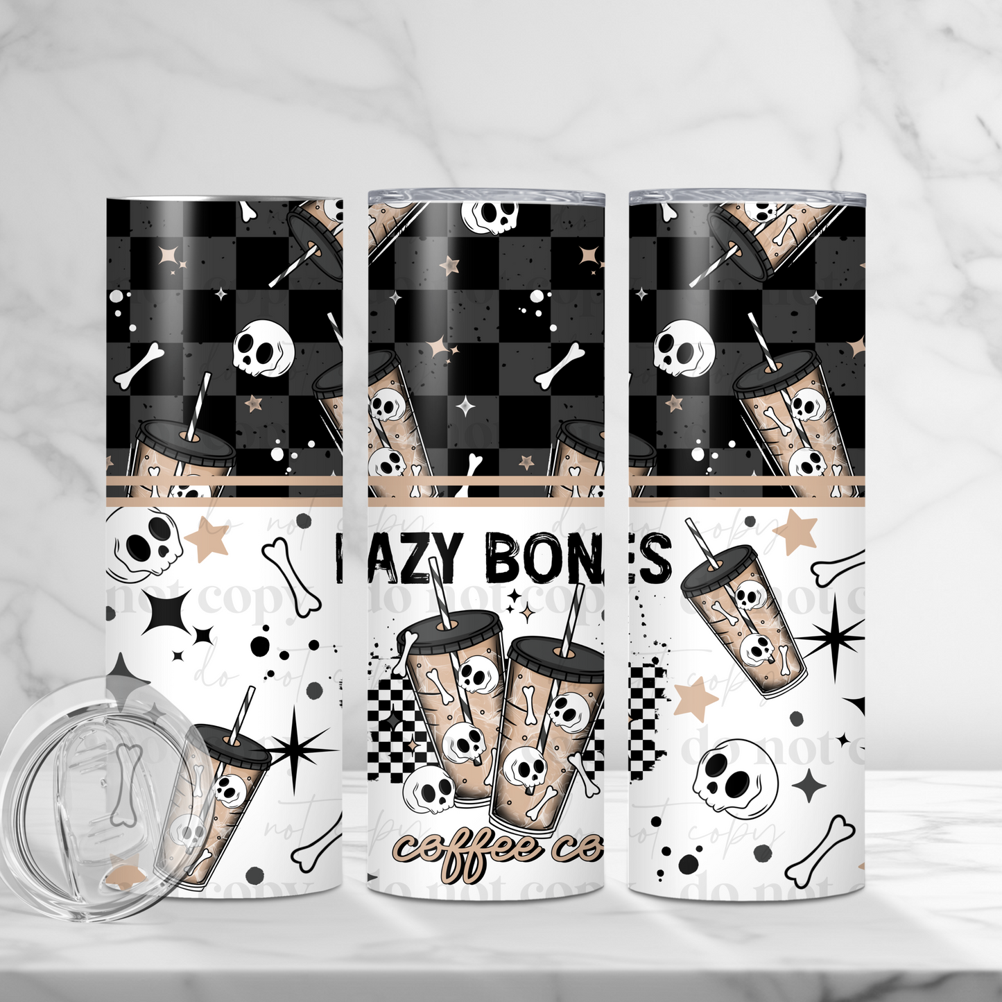 Lazy Bones Coffee Co 20oz Skinny Tumbler Sublimation Print