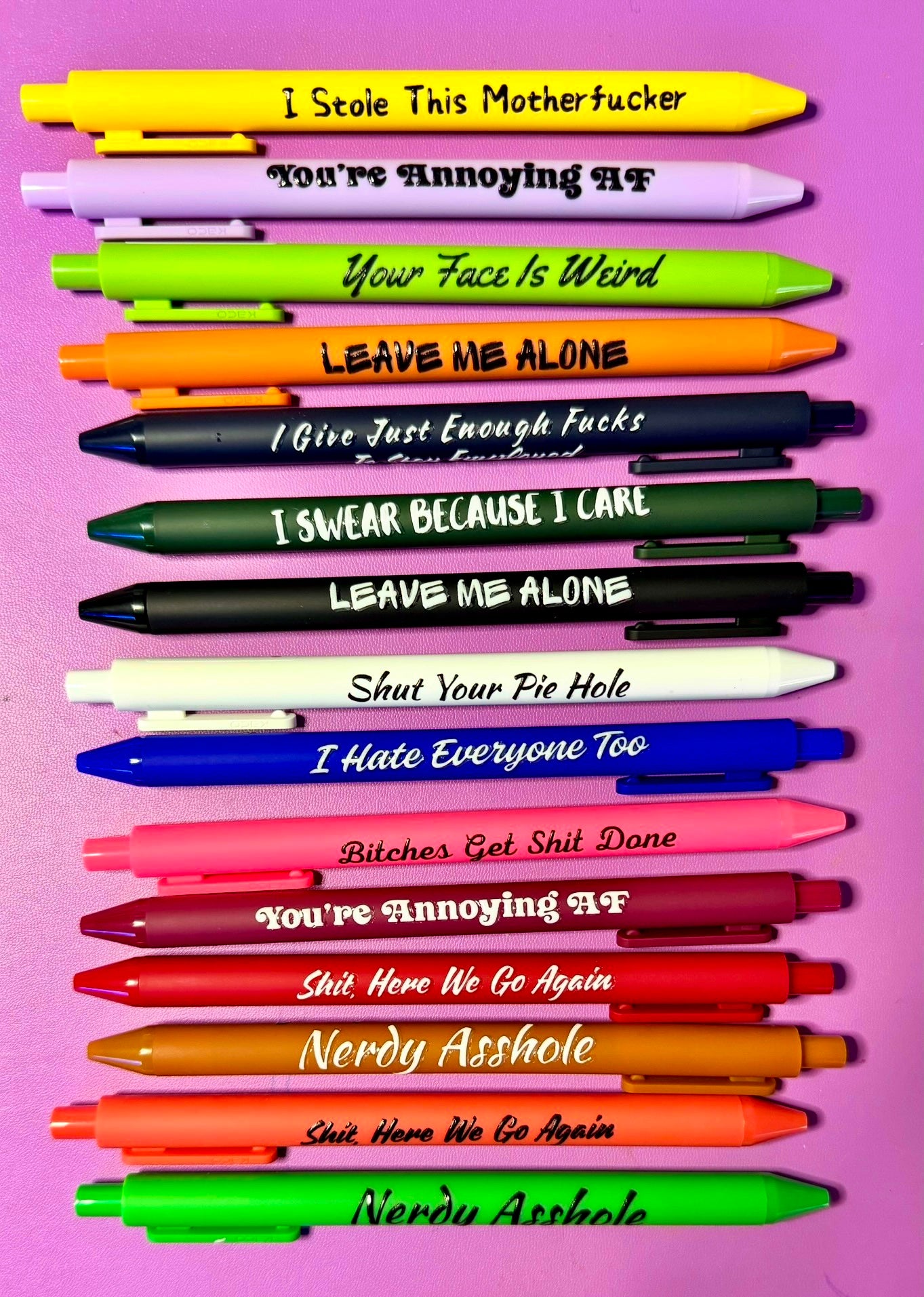 13-Pack Sarcastic UV DTF Pen Decals – Snarky Sayings for Pens & More