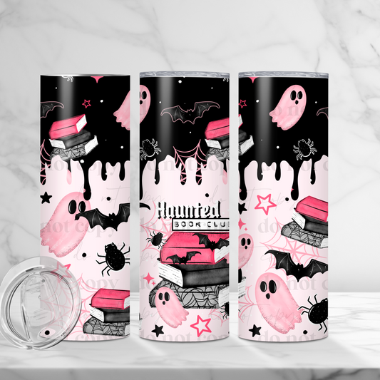 Haunted Book Club 20oz Skinny Tumbler Sublimation Print Halloween
