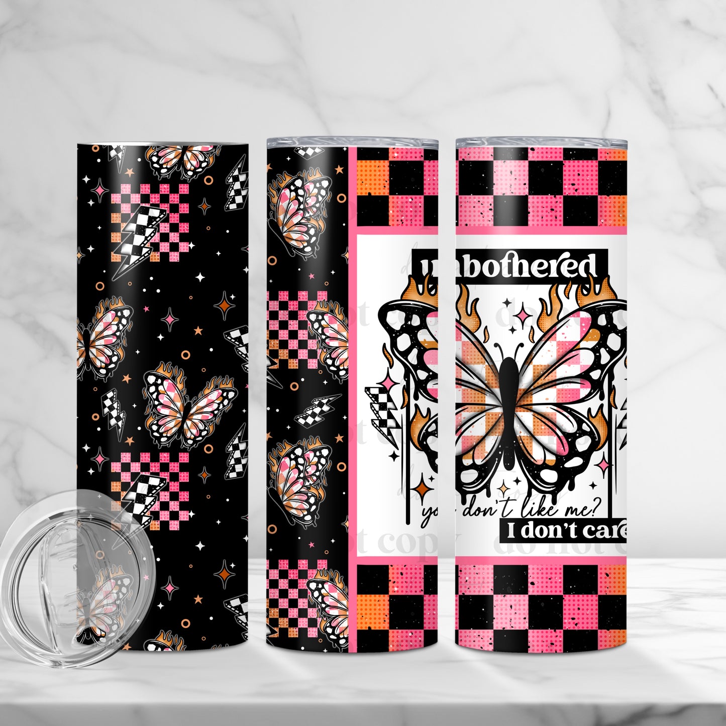 Unbothered I Don't Care 20oz Skinny Tumbler Sublimation Print