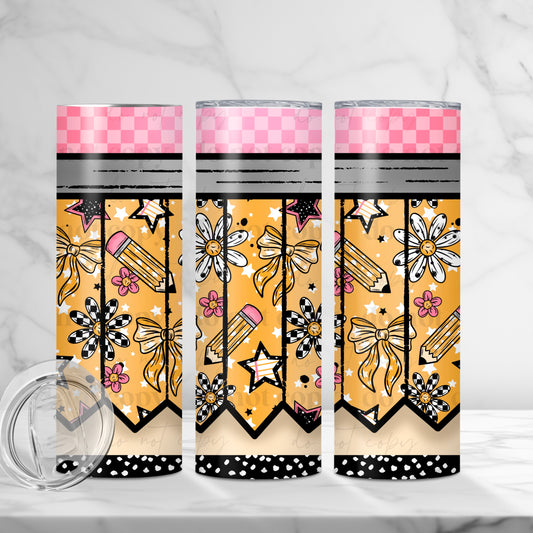 Teacher Pencil 20oz Skinny Tumbler Sublimation Print