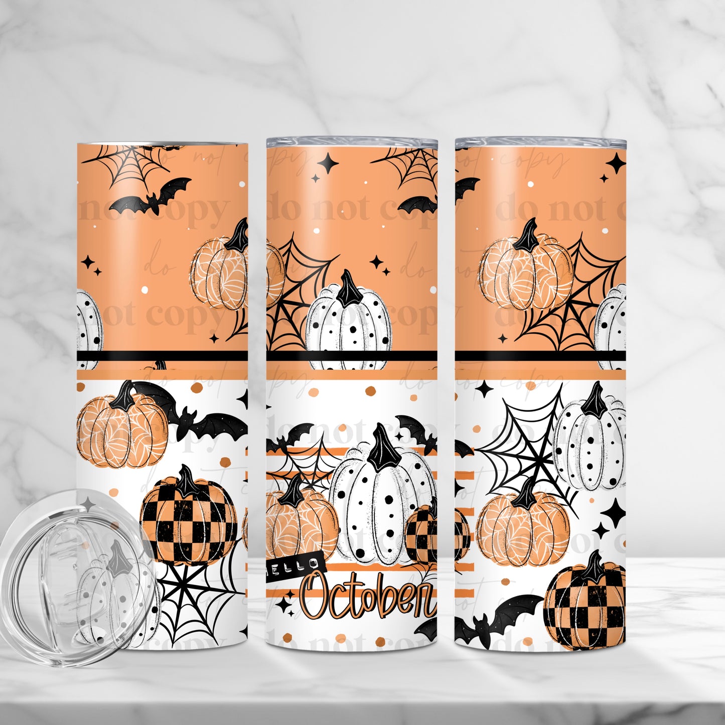 Hello October 20oz Skinny Tumbler Sublimation Print