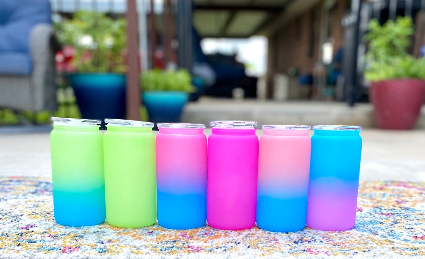 Tie Dye & Solid Acrylic Plastic Tumbler 16oz with Acrylic Lid Choice of Colors