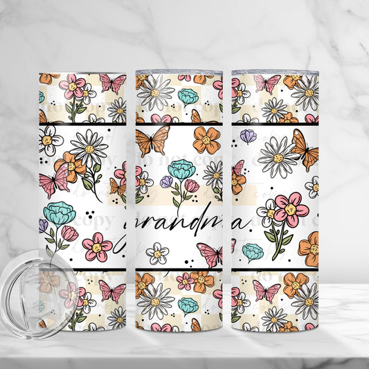 Floral Grandma 20oz Skinny Tumbler Sublimation Print