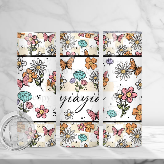 Floral Yiayia 20oz Skinny Tumbler Sublimation Print