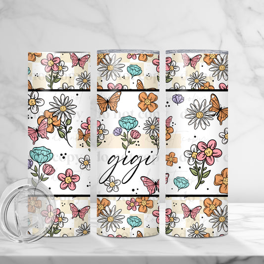Floral Gigi 20oz Skinny Tumbler Sublimation Print