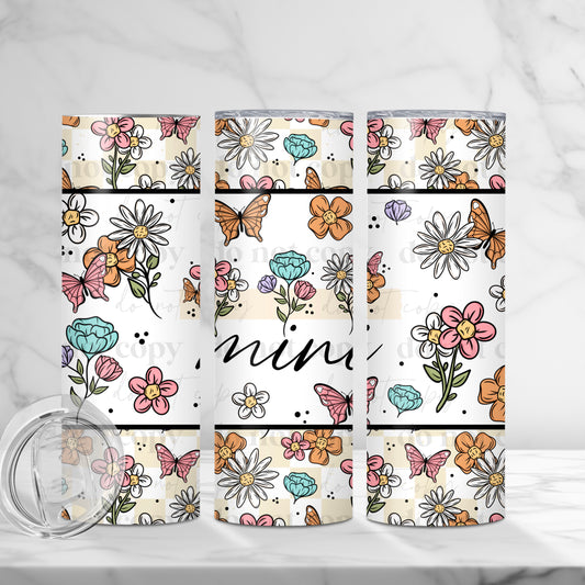 Floral Mini 20oz Skinny Tumbler Sublimation Print