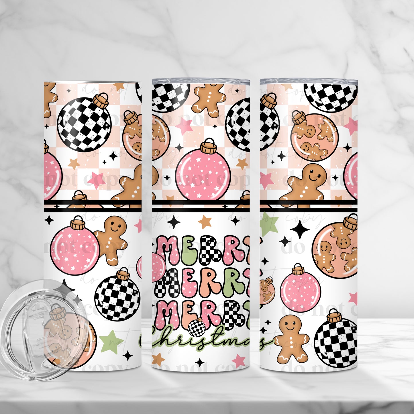 Merry Merry Christmas 20oz Skinny Tumbler Sublimation Print