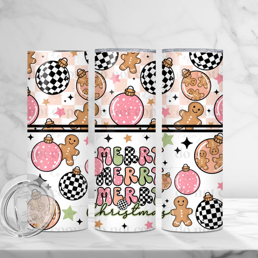 Merry Merry Christmas 20oz Skinny Tumbler Sublimation Print