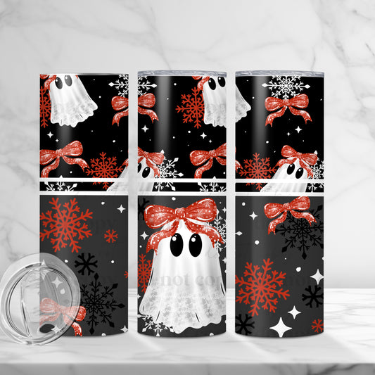 Christmas Lace Ghost 20oz Skinny Tumbler Sublimation Print