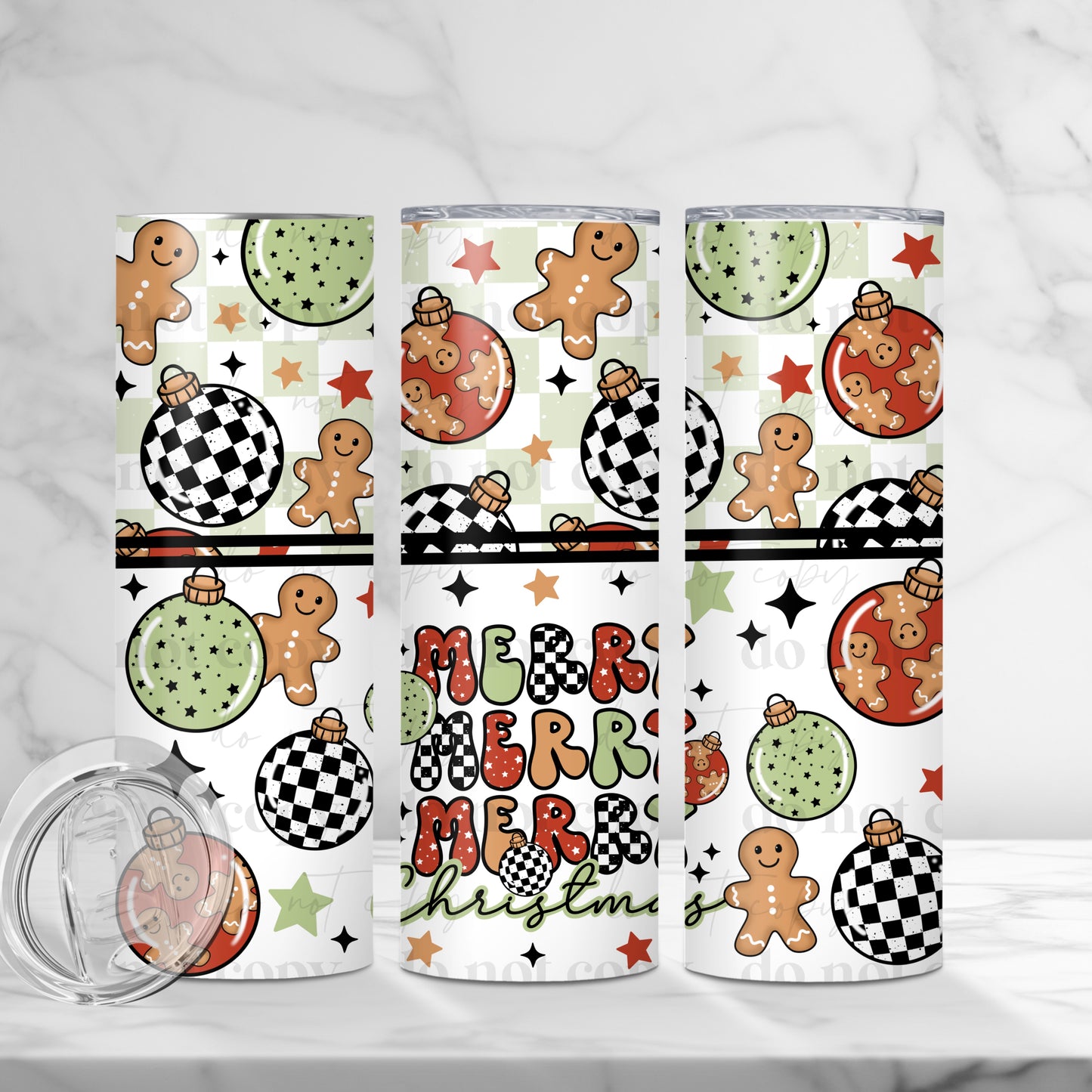 Merry Merry Christmas 20oz Skinny Tumbler Sublimation Print