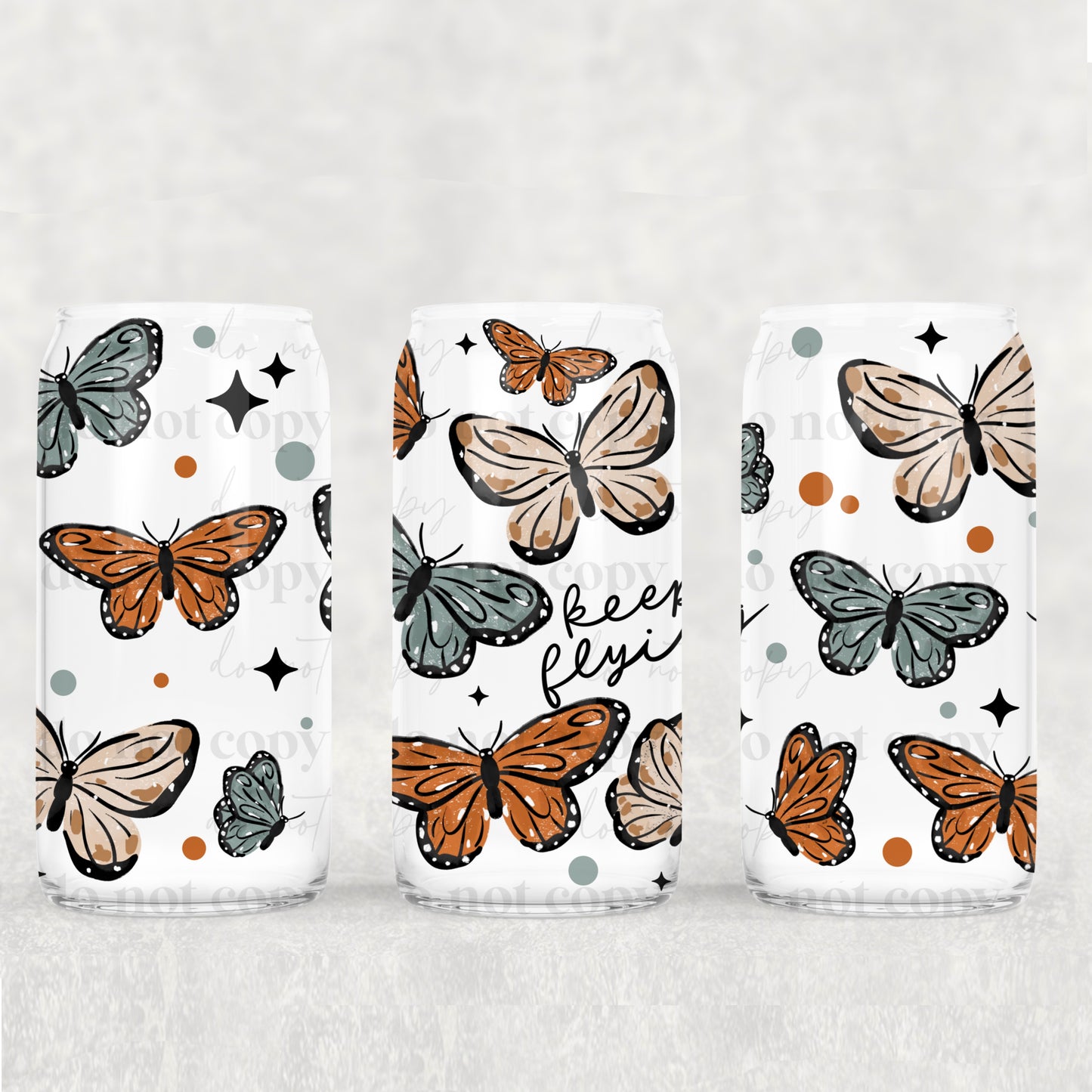 Keep Flying UV DTF Double-Sided Wrap – 16oz Glass Can & Tumbler Design