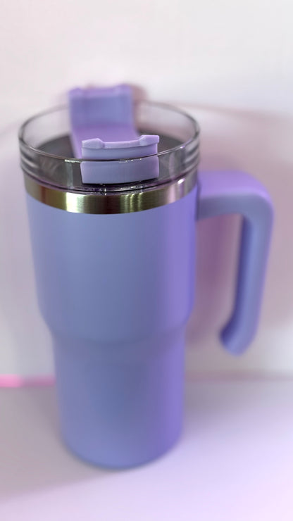 Stainless Steel Tumbler 20oz Sublimation With Handle & Straw Purple