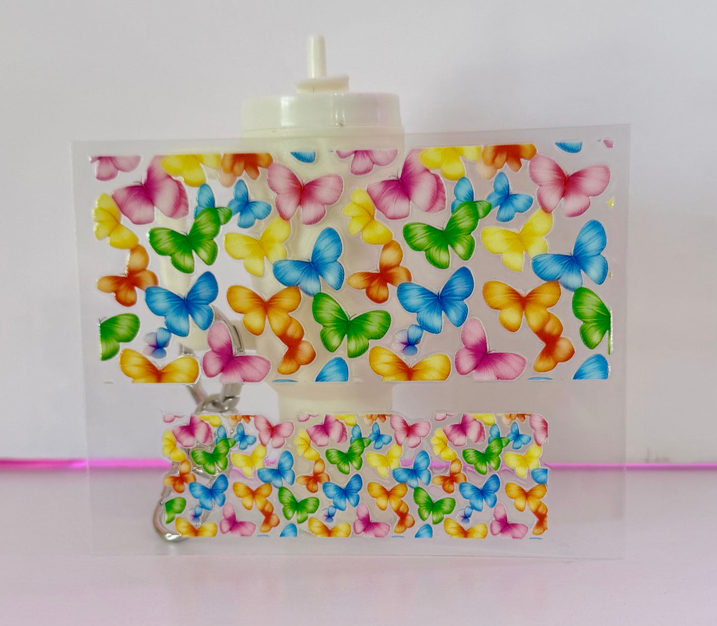 Butterflies Tumbler Keychain Uv Dtf Wraps Top & Bottom Set