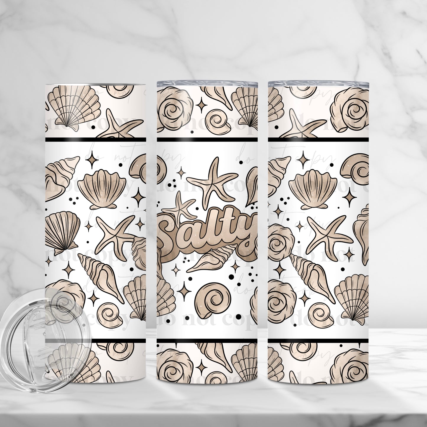 Salty Shells 20oz Skinny Tumbler Sublimation Print