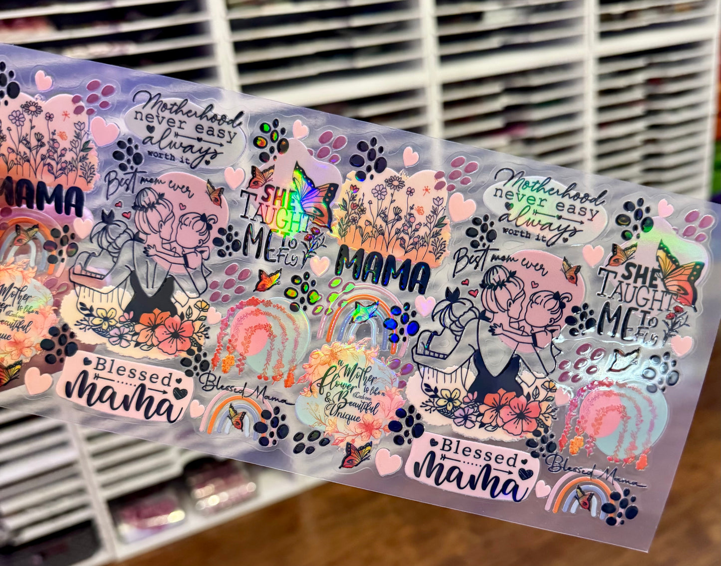 Blessed Mama Holographic Uv Dtf Wrap