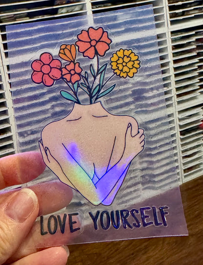 Love Yourself Holographic Uv Dtf Decal