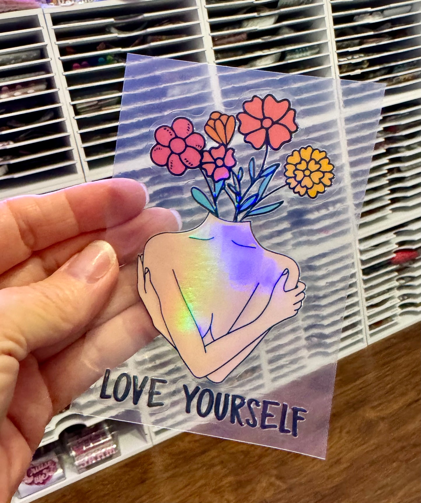 Love Yourself Holographic Uv Dtf Decal