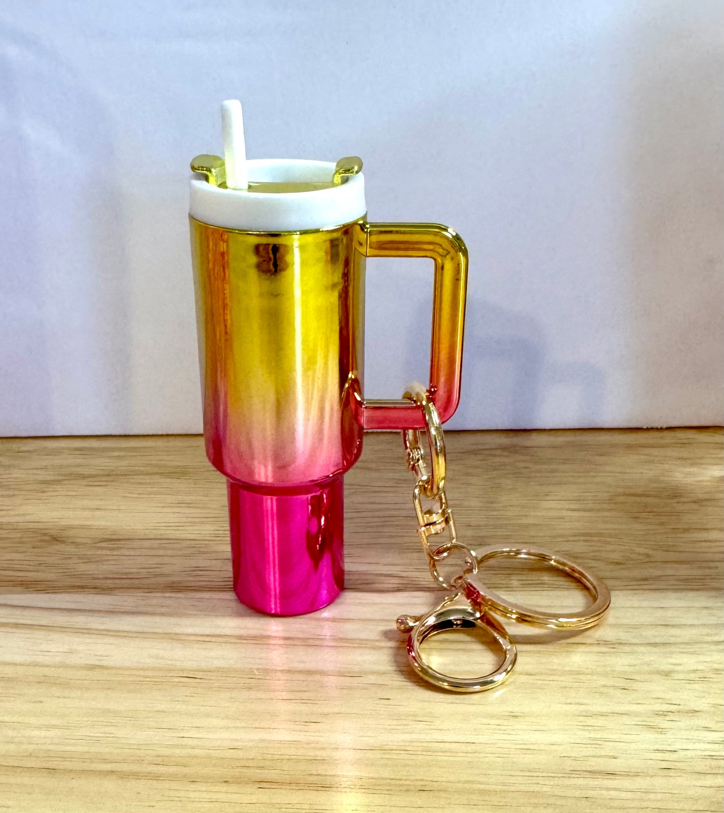 Gold/Pink Metallic Mini Tumbler Keychain