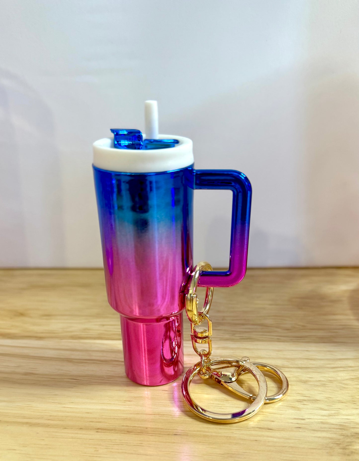 Blue/Pink Metallic Mini Tumbler Keychain