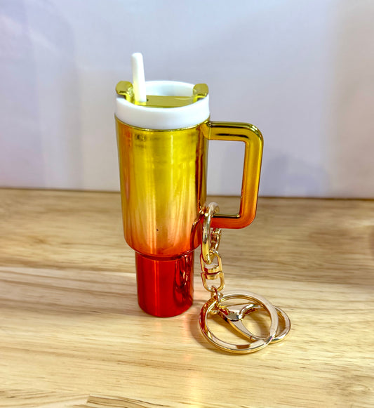 Gold/Red Metallic Mini Tumbler Keychain