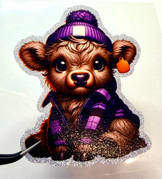 UV DTF Glitter Stickers | 3.5"–4" Textured Finish on Sparkly Silver Background – Waterproof Durable Decals for Tumblers, Laptops & More