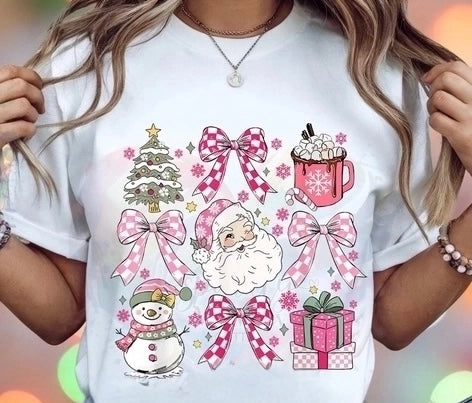 Santa Bows Collage Dtf Print Transfer Adult 11"