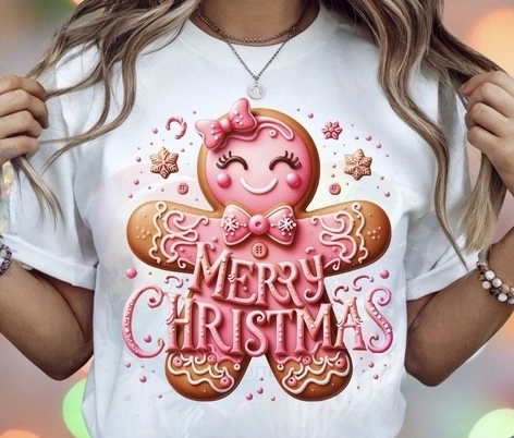 Merry Christmas Gingerbread Girl Dtf Print Transfer Adult 11"
