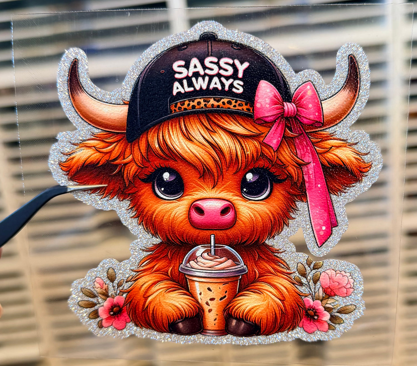 UV DTF Glitter Stickers | 3.5"–4" Textured Finish on Sparkly Silver Background – Waterproof Durable Decals for Tumblers, Laptops & More