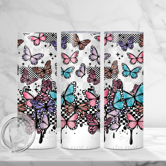 Beautiful Butterflies 20oz Skinny Tumbler Sublimation Print