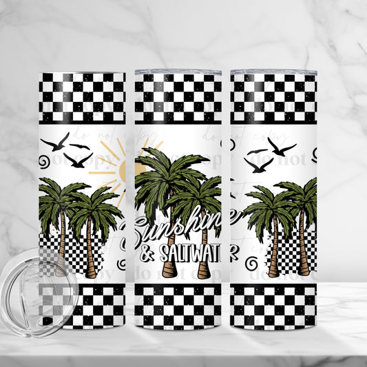Sunshine & Saltwater 20oz Skinny Tumbler Sublimation Print