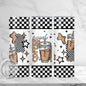 Iced Coffee 20oz Skinny Tumbler Sublimation Print Black Checkered Border