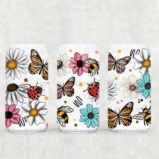 Spring Flowers Butterflies Bees Uv Dtf Wrap Double Sided