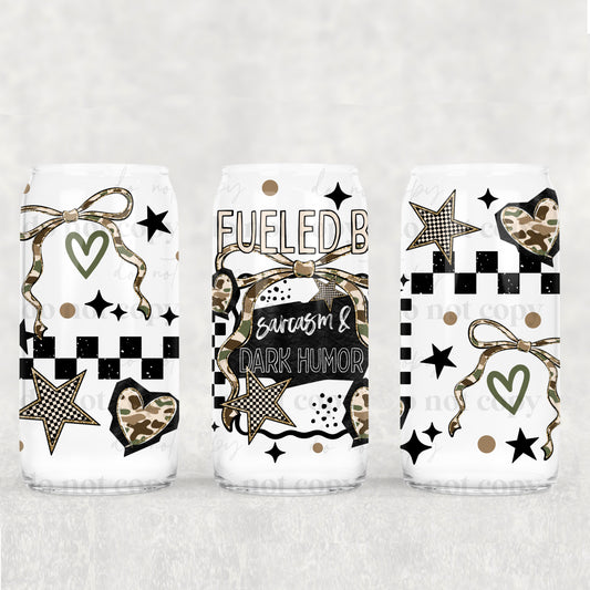 Fueled By Sarcasm & Dark Humor Uv Dtf Wrap Double Sided