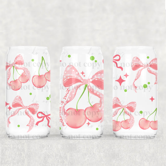 Motherhood Is Sweet Cherry Bows Uv Dtf Wrap Double Sided