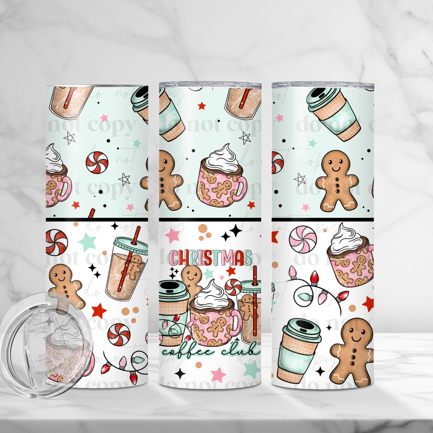 Christmas Coffee Club 20oz Skinny Tumbler Sublimation Print