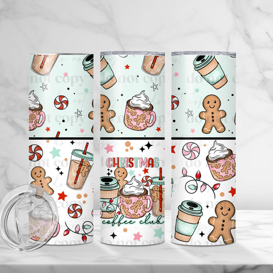 Christmas Coffee Club 20oz Skinny Tumbler Sublimation Print